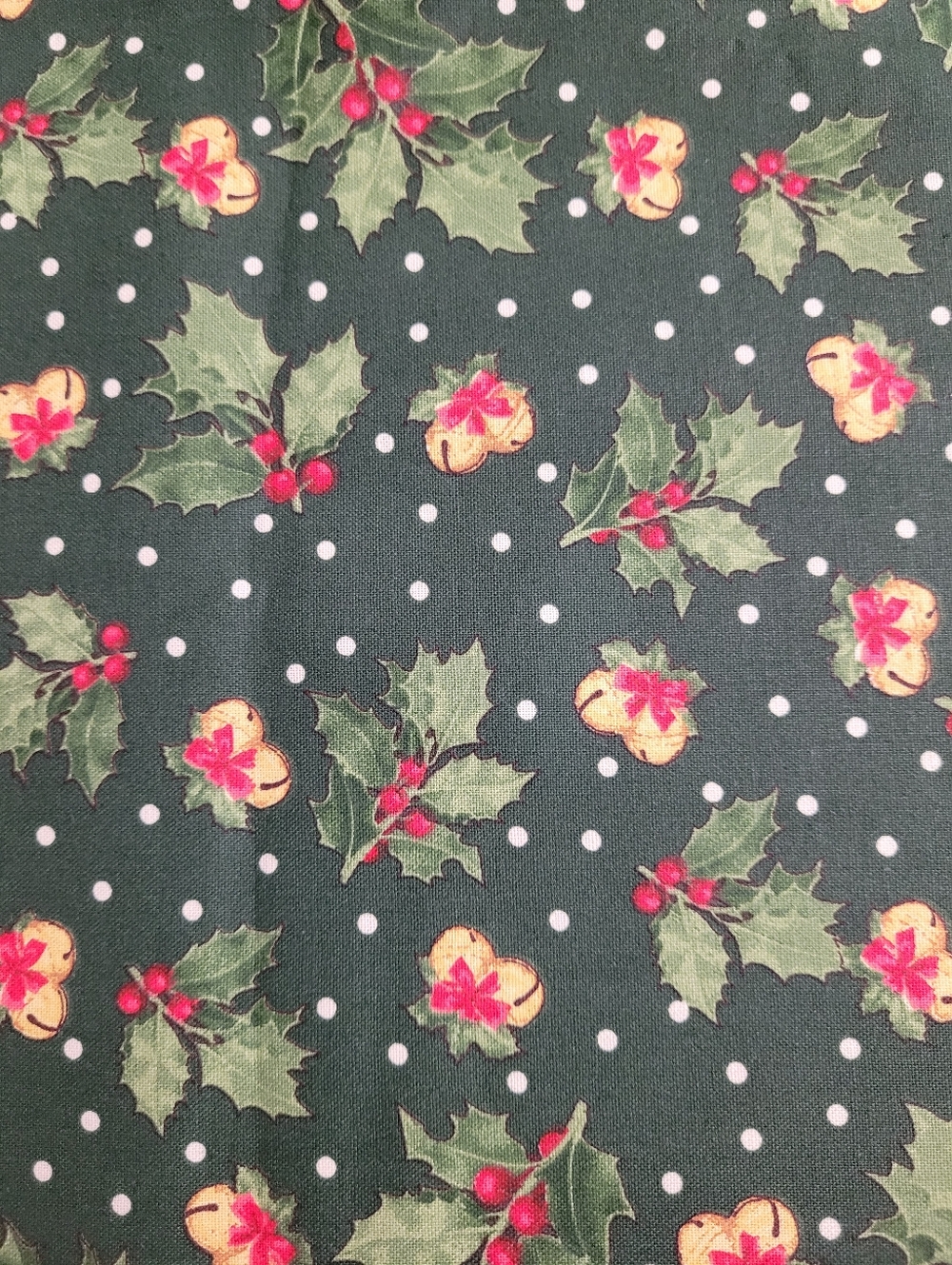 Mai Designs For Fabric Traditions Holly And Bells Cotton Fabric (0797)